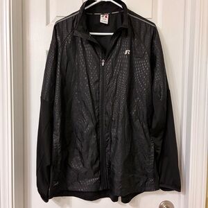 Russell Jacket Men’s Sz XL Dri-Power 360 Full Zip Black Reflective Windbreaker